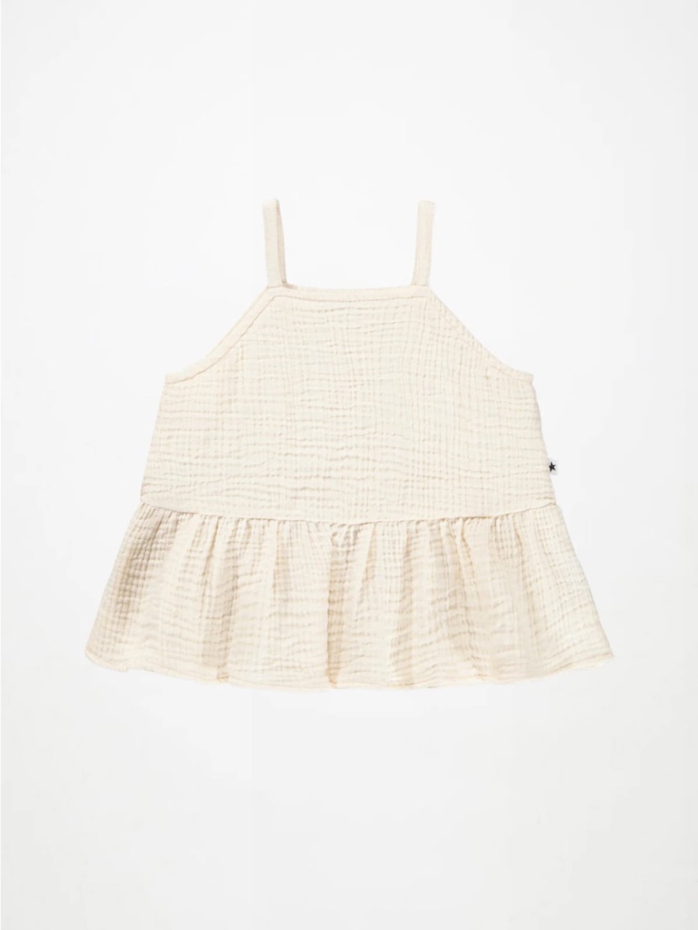 Cream Gauze Ruffle-Hem Tank Top